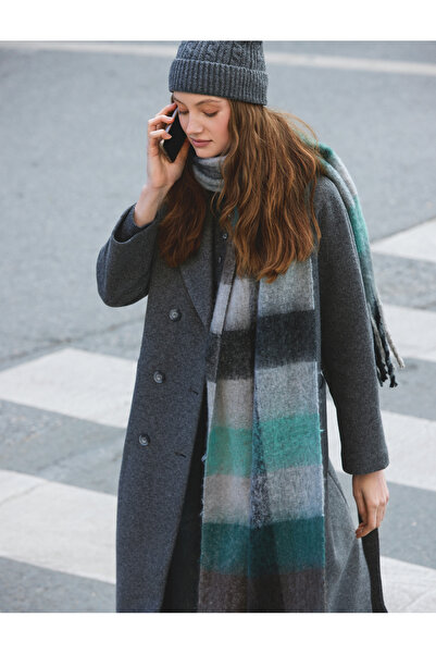 Koton Eșarfă lungă cu textura moale - în carouri cu ciucuri