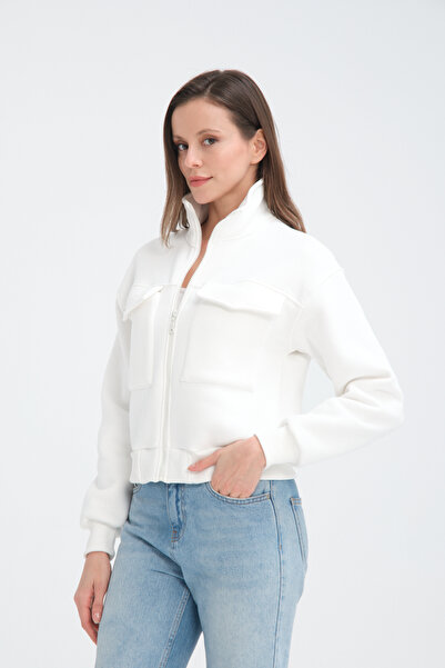 Store ЖІНОЧИЙ БАВОВНЯНИЙ КРОП-ЖАКЕТ З ФЛІСОВОЮ ПІДКЛАДКОЮ І КИШЕНЯМИ