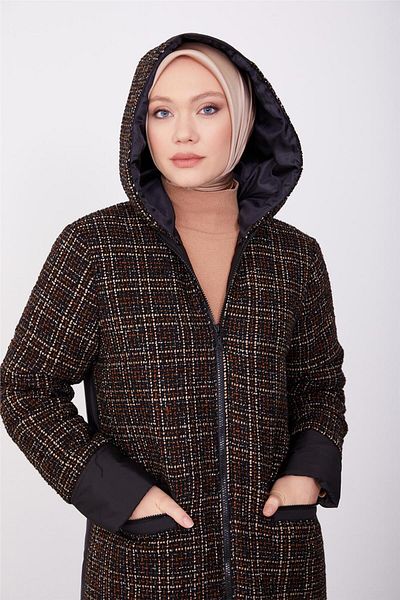 Armine Παλτό Camel Tweed και καπιτονέ Mix - 23k7223