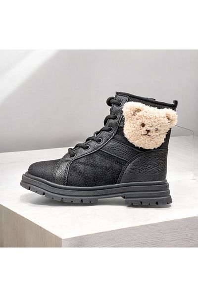 JOJO KIDS κοριτσίστικες μπότες αρκουδάκι, μπότες με φερμουάρ, κορδόνια, σόλα με σφήνα