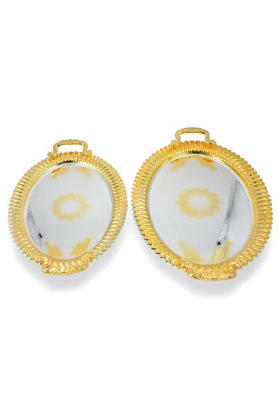 AVCI HOME MAKER T1214 OVAL TRAY ST 2PC L&M SG L: 47.8x34.5cm & M:41.5x30cm
