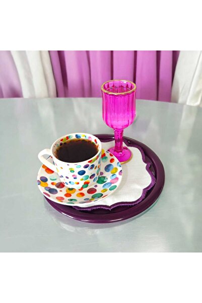 EceAksesuar Metal Single Presentation Tray - Decorative Tea, Coffee and Pastry Serving 17 cm