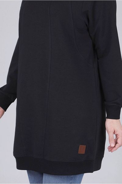 Moda Rosa 25K2053 - Black - Plus Size Hijab Two Thread Embroidered Basic Tunic