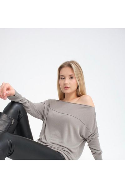 Su Moda Women's Clothing Blouse Off Shoulder Thin Viscose Knitwear Knitted Sweater