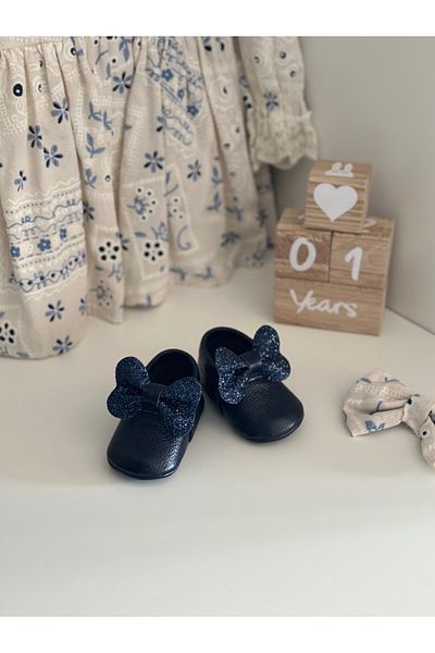 Li Puna Genuine Leather Navy Blue Baby Loafers - Pody