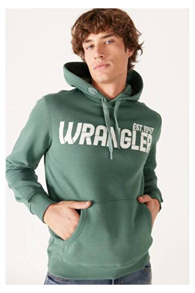 WRANGLER Regular Fit Normal Kesim Kapüşonlu Içi Polarlı Yeşil Sweatshirt