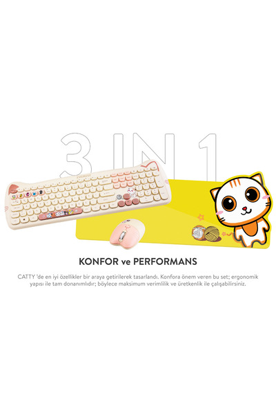 Everest Wireless/ Kablosuz Bağlantılı Ultra Sessiz Özel Tasarımlı Q Klavye Mouse Mouse Pad Set