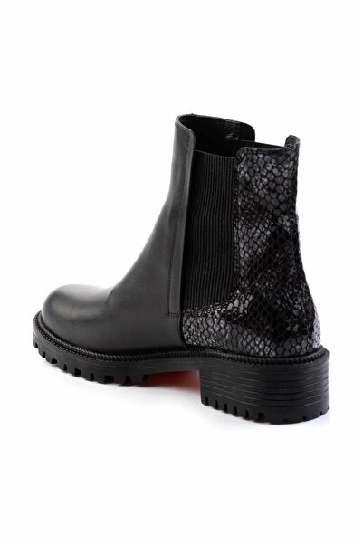 Bambi Siyah Hakiki Deri Kadın Bot & Bootie K02719008103