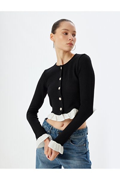 Koton كارديجان نسائي أسود قصير