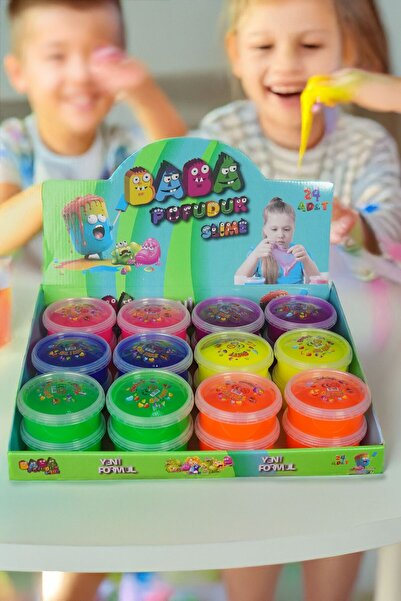 ümit toys 12 Ad.Yuvarlak Kutuda BABA SLİME 6 Renk Hazır Slime-Hazır Slaym,Oyu...