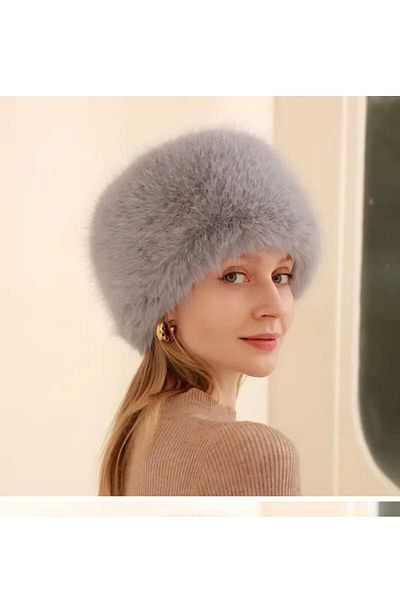 Betülce Trend Black Plush Fur Heart Hat