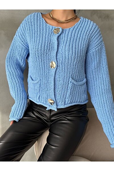 Ekim Store Knoflíkový pletený svetr