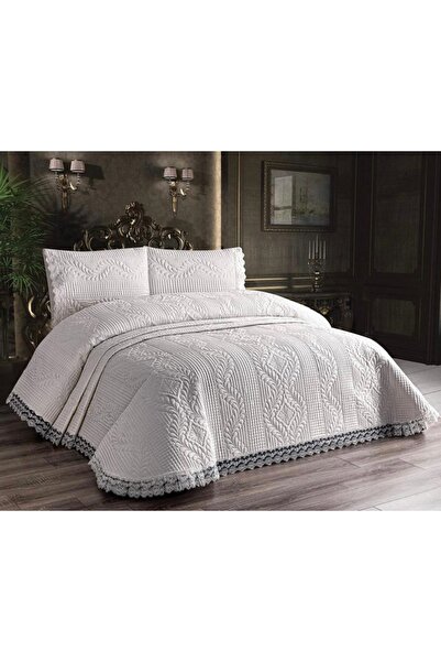 GENÇEV HOME COLLECTİONS طقم مفرش سرير كريمي * مفرش سرير 260 × 240 سم