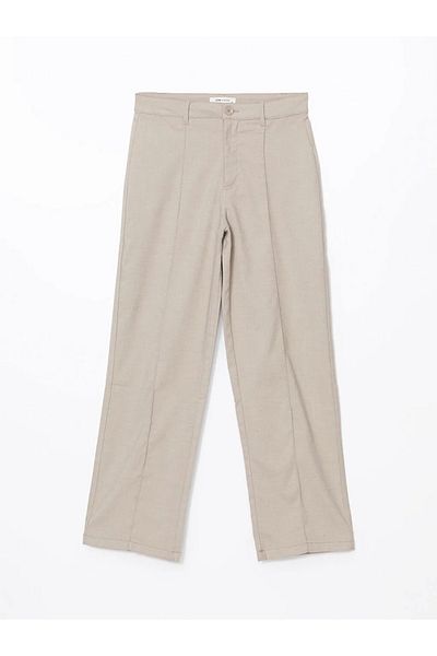 LC Waikiki Pantaloni largi LCW Vision, bej, slim fit, pentru femei