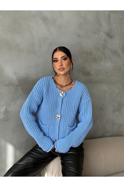 Ekim Store Cardigan crop tricotaj pe nasturi