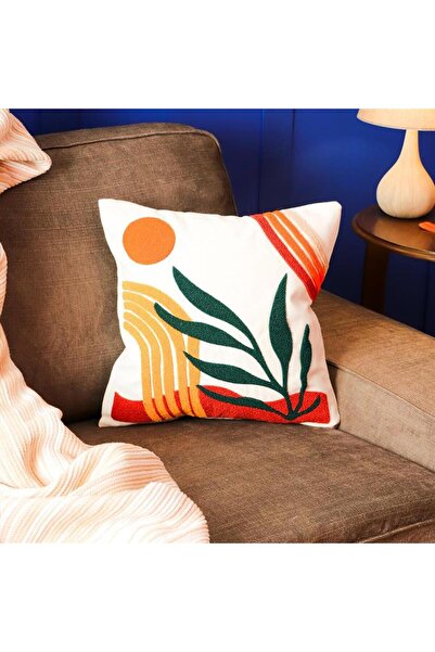 Melina Home Deco غطاء وسادة مزخرف ومطرز - مقاس 43 × 43 سم