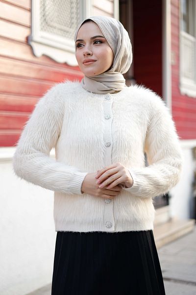 Pamuk Butik Γυναικεία ζακέτα με μαλακή υφή με γένια