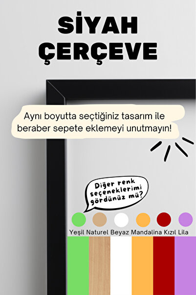 illustroworks Siyah Çerçeve - Ahşap, Parlak Pvc