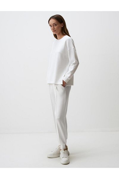 Jimmy Key White Skinny Leg Jogger Pants with High Waist Pockets