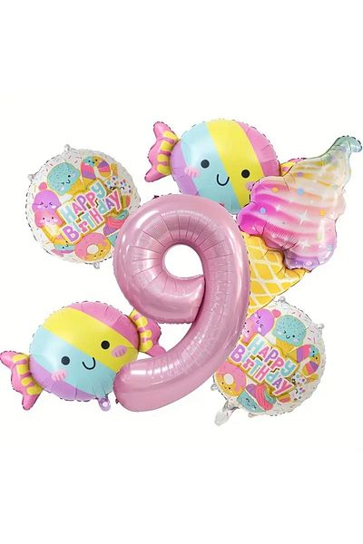 CANSIN 9 Years Old Ice Cream Candy Foil Balloon Set