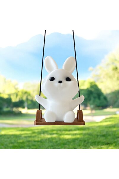 BEVATİR Rabbit Car Rearview Mirror Ornament Gift with Swing