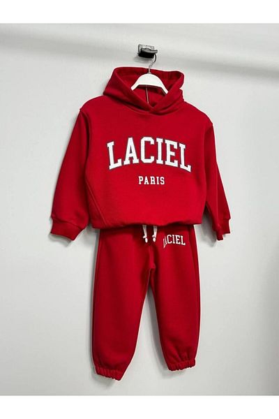 Kamber Kids La'Ciel Paris Unisex Children's Slogan Cotton Hooded Sweatshirt Tracksuit Top and Bottom Set
