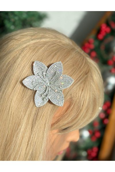 QUEEN AKSESUAR Luxury Crystal Stone Gray Star Flower Lotus Flower Birthday Invitation Christmas Special Occasion Side Buckle