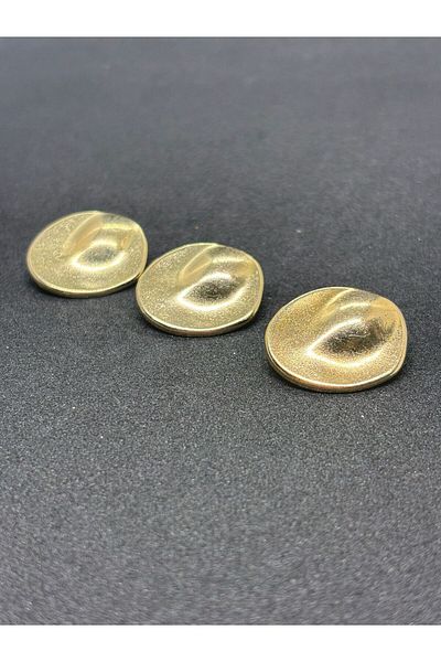 BEİLYS COSMETİCS & ACCESSORY Special Design Gold Plated Metal Button 2.5 cm 3 Pcs