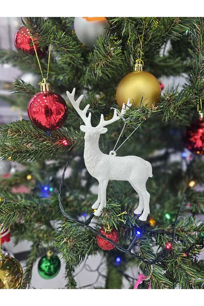 AFK White Color Christmas Pine Tree Deer Ornament 14cm
