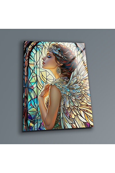 Genel Markalar Vitray Desenli Kadın Cam Tablo , Ev ve Ofis Duvar Dekoru , Temperli Cam Üzeri Baskı , Asılmaya Hazır
