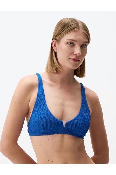 Jimmy Key Top de bikini Saks texturat - Bretele reglabile