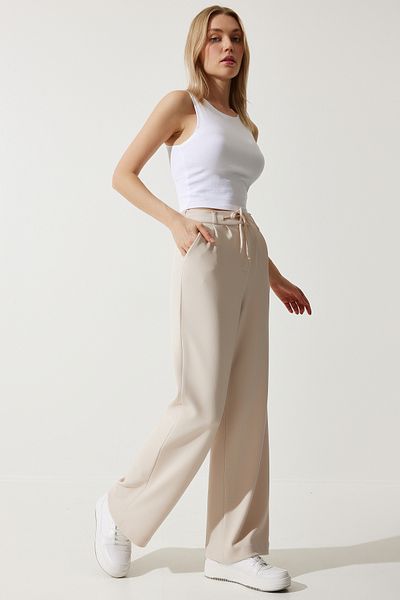 Lovelyİstanbul Cream Color Wide Leg Sweatpants - Lrv0085