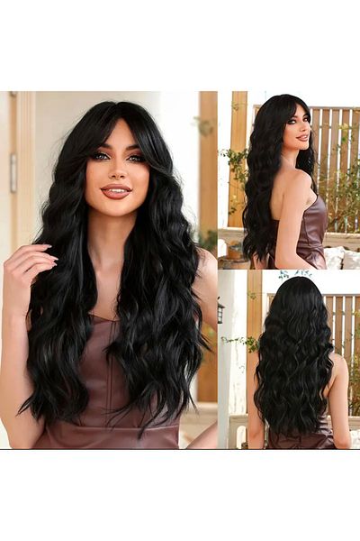 Fenomen Peruk Medical Black Riveted Wavy Wig A+++ Quality