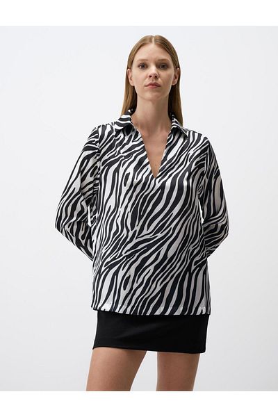 Jimmy Key Black Polo Neck Long Sleeve Satin Blouse