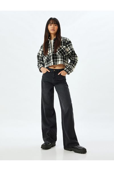 Koton Gray Women's Crop Shacket