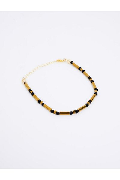Jimmy Key Black Adjustable Modern Anklet