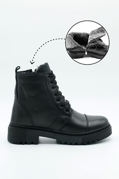 MAKRAS EXCLUSIVE Γυναικείες μπότες από γνήσιο δέρμα Shearling - Αδιάβροχο