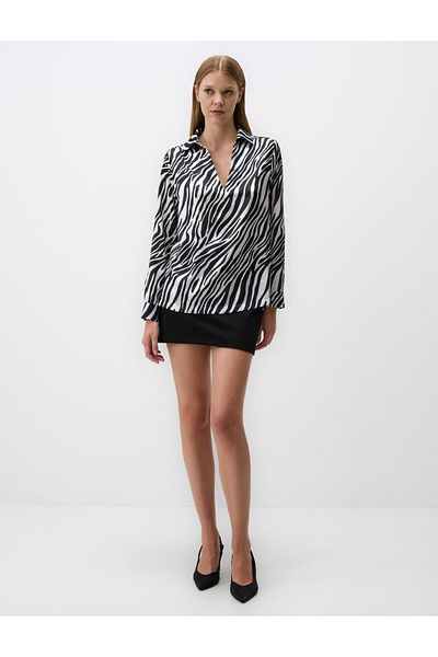 Jimmy Key Black Polo Neck Long Sleeve Satin Blouse