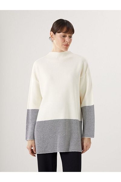 LC Waikiki Lw - Stand Collar Patterned Long Sleeve Women's Knitwear Tunic