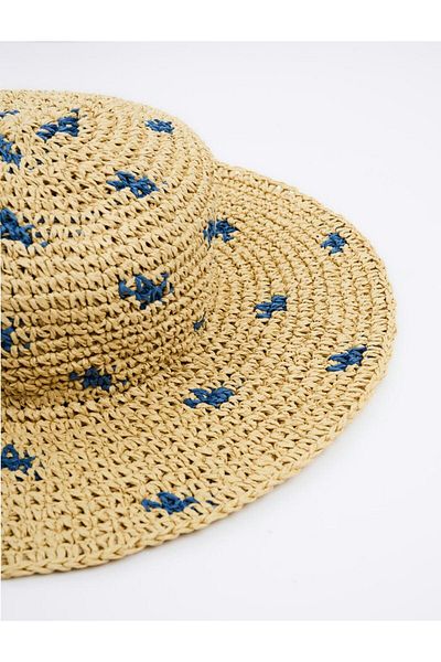 Jimmy Key Dark Beige Patterned Straw Hat