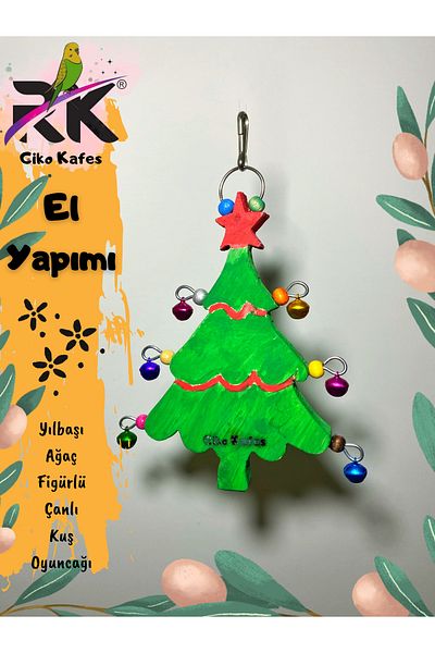 Ciko Kafes Christmas Tree Figured Plenty of Bells Bird Toy