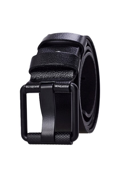 derikem Ανδρική μαύρη ζώνη τζιν - 100% γνήσιο δέρμα, 4,5 cm