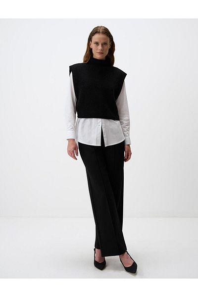 Jimmy Key Black Turtleneck Sleeveless Short Knitwear Sweater