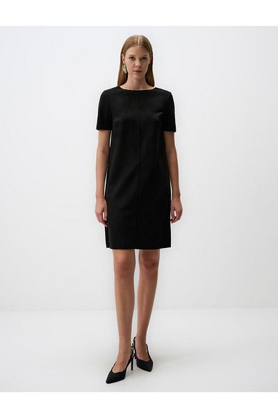 Jimmy Key Black Round Neck Short Sleeve Mini Dress