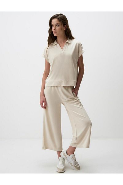 Jimmy Key Beige Wide Leg Comfortable Jogger Pants