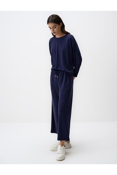 Jimmy Key Navy Blue Wide Leg Comfortable Jogger Trousers
