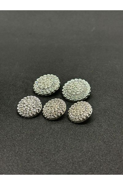BEİLYS COSMETİCS & ACCESSORY Silver over Crystal Stones Model Special Design Coat Jacket Trench Coat Button 5 Pieces (2 Large 3 Small Size)