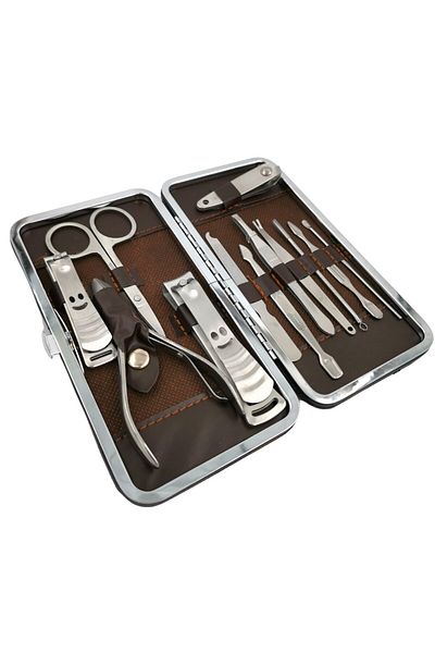 STOREMAX Mu-Artshop Manicure Nipper with Bag Professional and Manicure Pedicure Set 13 Pieces Cuticle Pusher