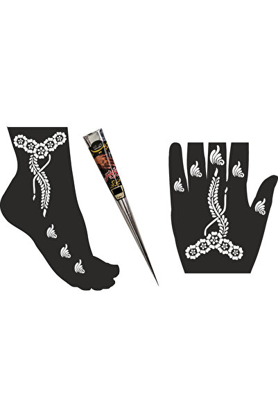 hennadibace Kına Kalıbı (Geçici Dövme Şablonu)+SİYAH Hint Kınası Henna tattoo...