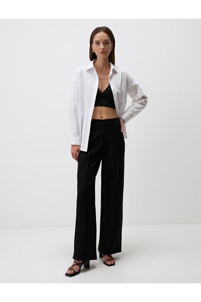 Jimmy Key Black Wide Leg High Waist Casual Pants